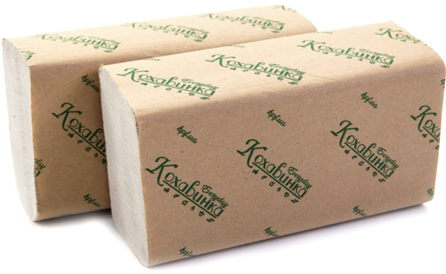 Рушники паперові Z-складання “Кохавинська папірня” одношарові, 200 шт., тиснені, листові, 220*230 мм., сірі.